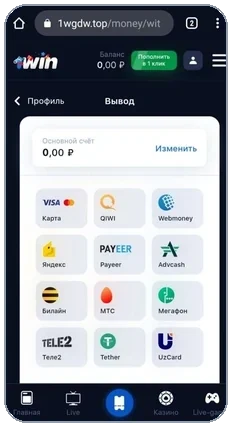 Способы вывода денег с 1Win